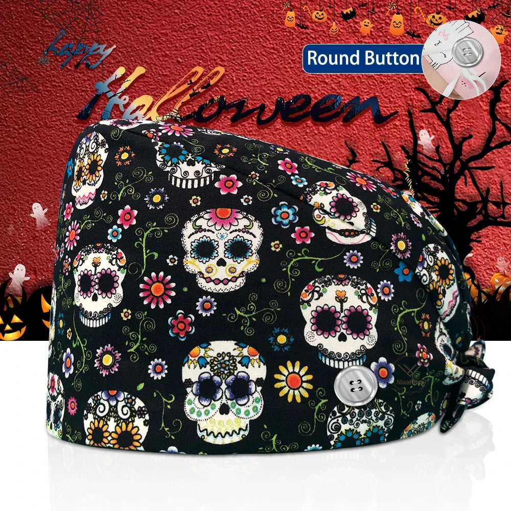 Surgical Skull Printing Scrub Hat