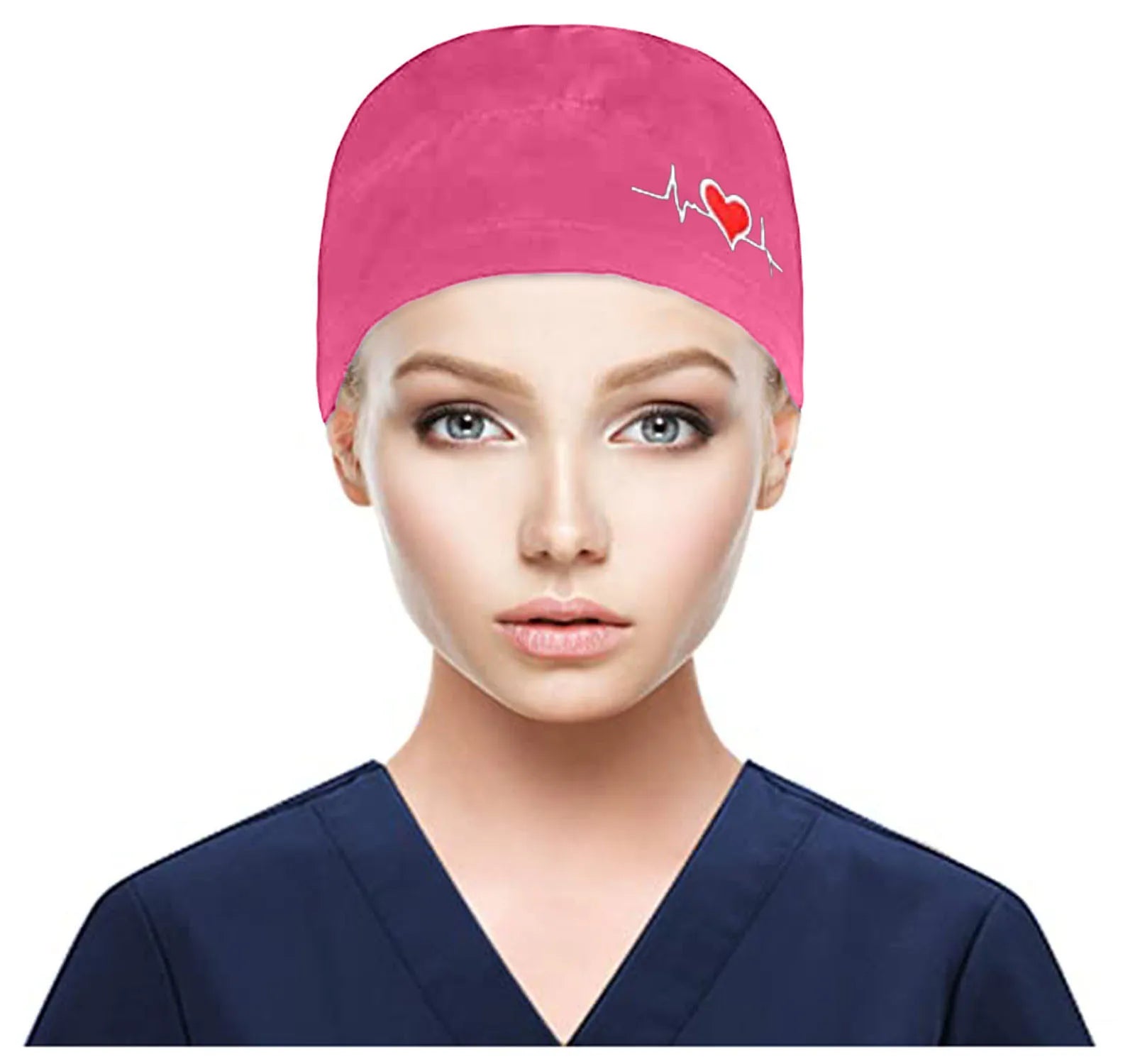Unisex Cotton Pulse Signal Embroidery Operating Room Hat Doctor Nurse Hat Beautician Dustproof Gourd Hat