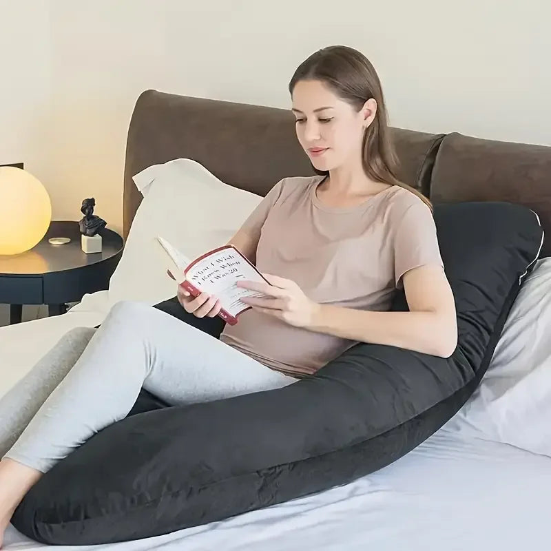 Soft Fleece U-Shaped Pregnancy Pillow - Multi-Function Maternity Body Pillow with Lumbar & Abdominal Support for Side Sleeping,