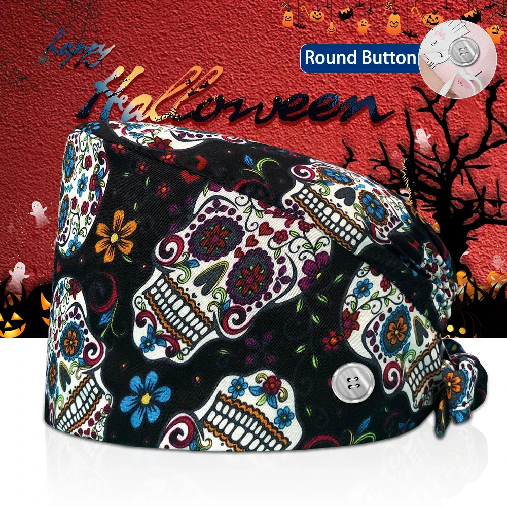 Surgical Skull Printing Scrub Hat
