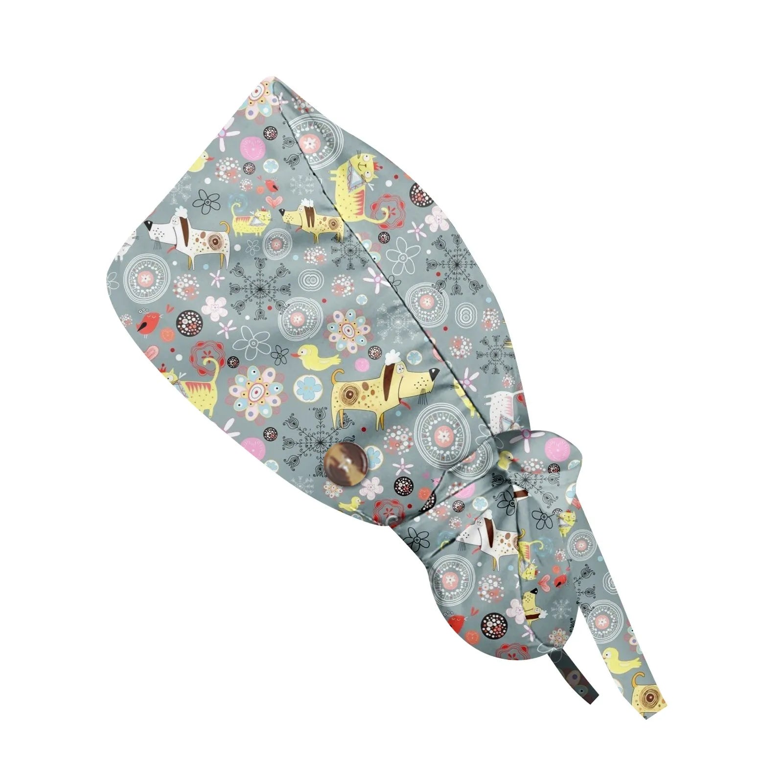 Fashion Cute Little Animals Printed Nurse Hat Casual Women'S Ponytail Hats  Baotou Hat Dustproof Hat Nursing Work Hats