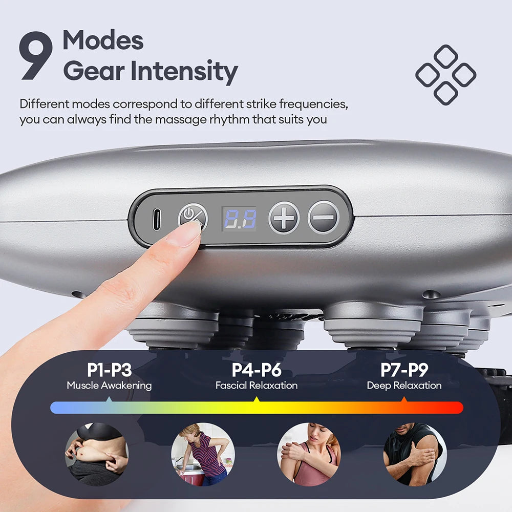28-Heads Fascia Gun 9 Mode Vibration Massager 30mm Deep Tissue Massage Gun Back Waist Neck Shoulder Calf Massager masajeador