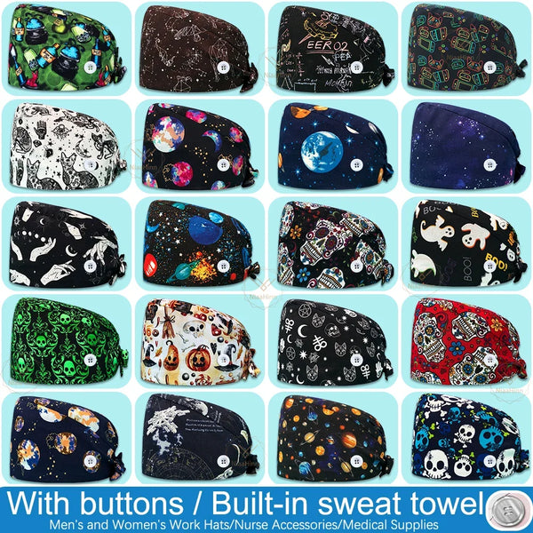 Surgical Skull Printing Scrub Hat