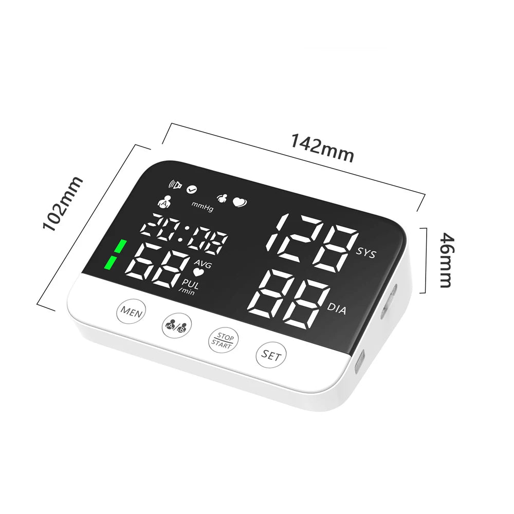 Blood Pressure Monitor Arm Cuff Tensiometer Tonometer Digital Voice Sphygmomanometer Electronic Medical BP Monitors Rechargeable