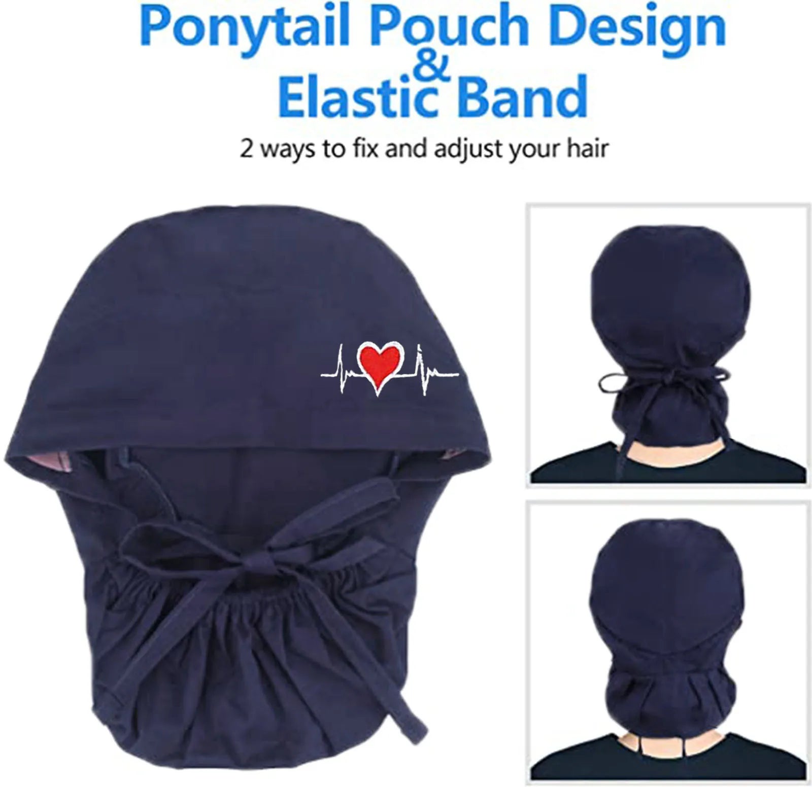 Unisex Cotton Pulse Signal Embroidery Operating Room Hat Doctor Nurse Hat Beautician Dustproof Gourd Hat