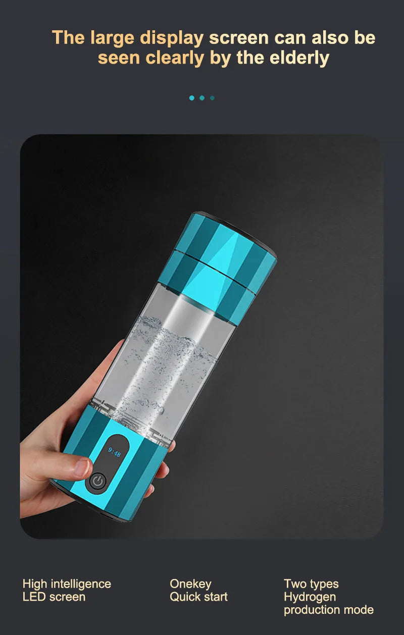 6000 PPB High Concentration of  Hydrogen Water Generator Bottle SPE&PEM TYpe Charge Akaline Water Ionizer