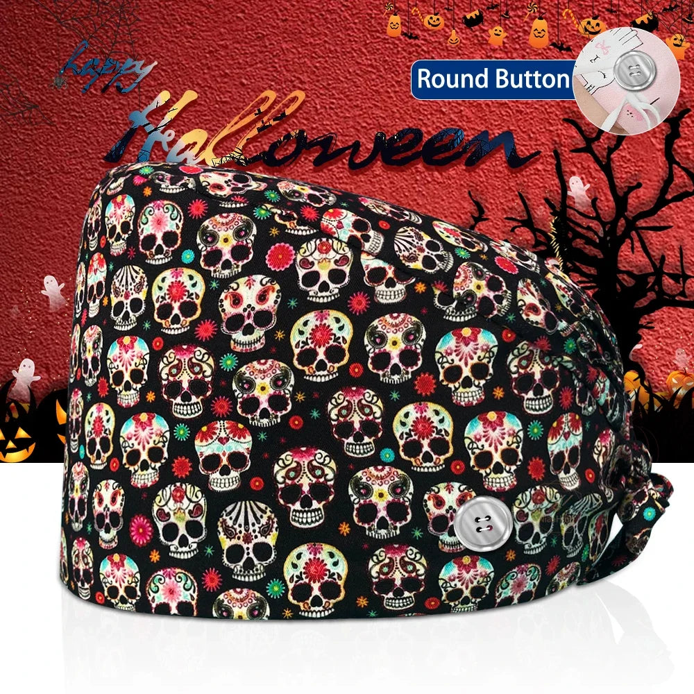 Surgical Skull Printing Scrub Hat
