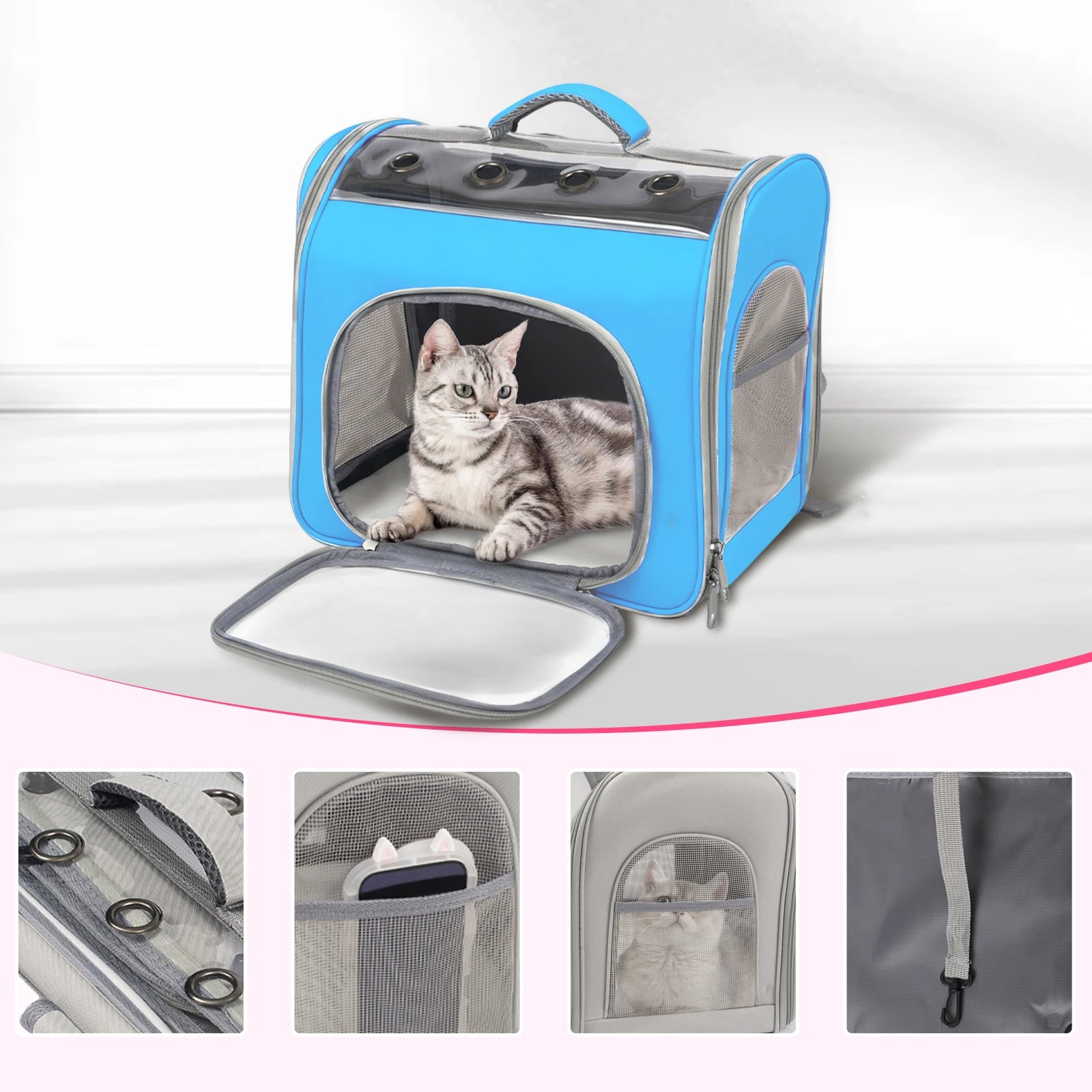 Cat Backpack, Breathable Pet Backpack With Front Opening, Foldable Backpack Bag, Breathable Mesh Window, Dog Backpack