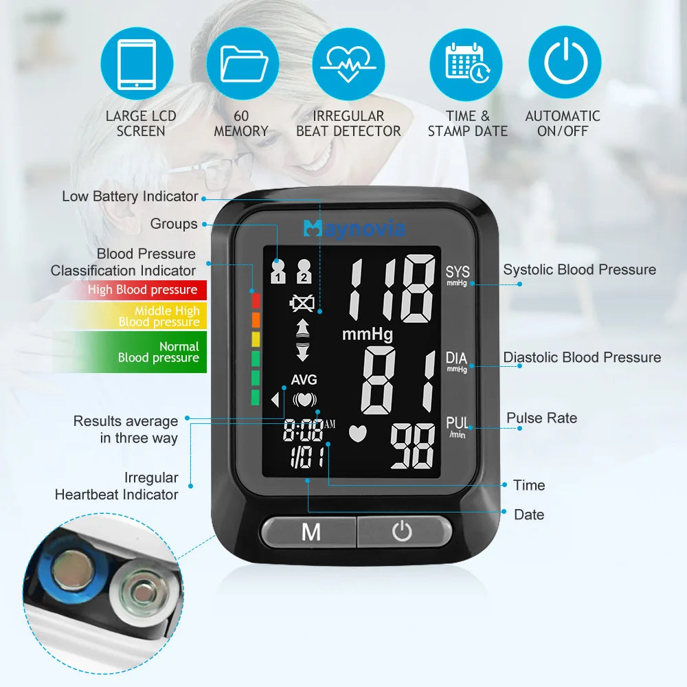 Sphygmomanometer  LCD Screen Portable Digital Wrist Blood Pressure Monitor Health Care Medical Heart Rate Pulse Meter