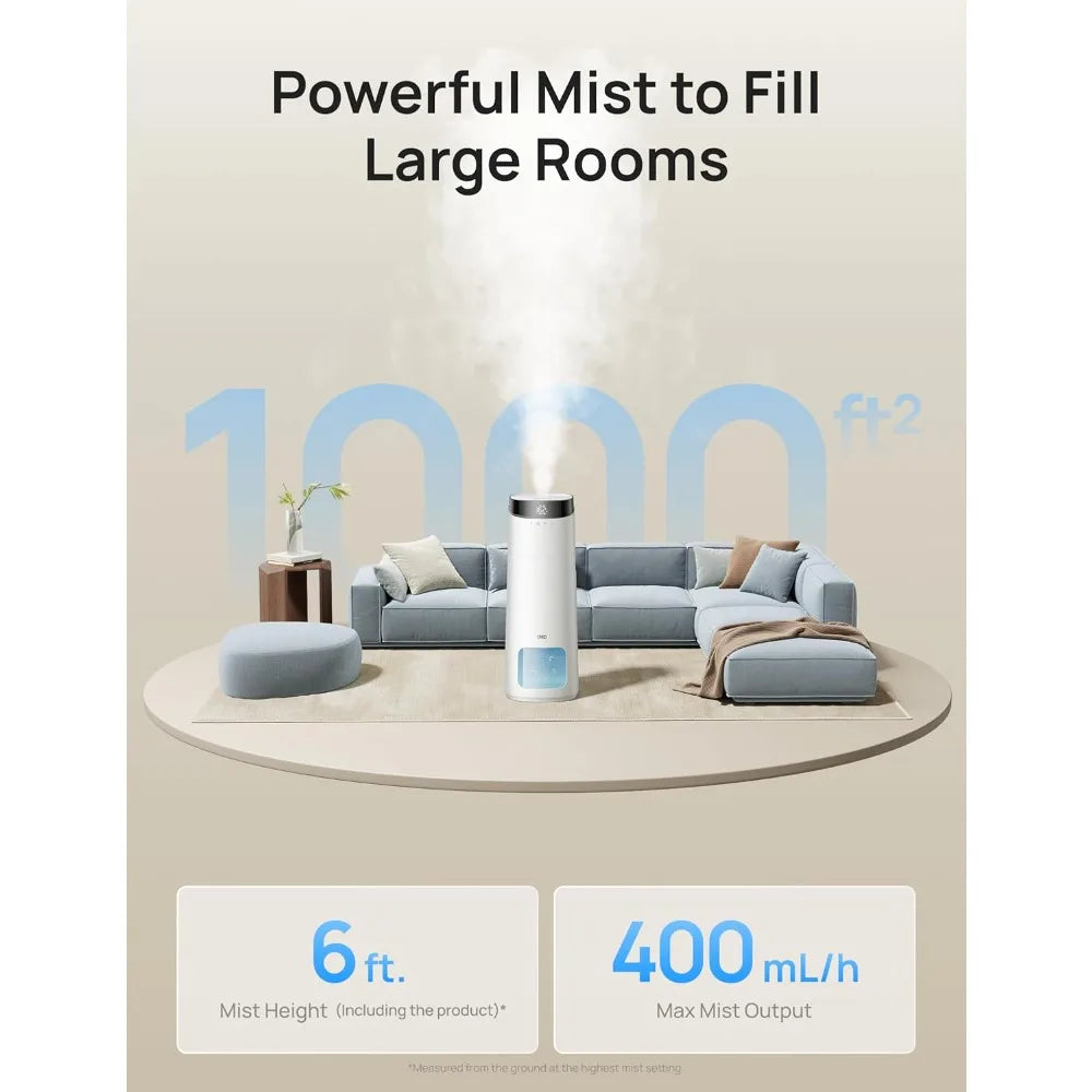 16L Smart Humidifier Large Room 1000 ft², 130H Cool Mist Air Humidifiers for Bedroom Plants Baby