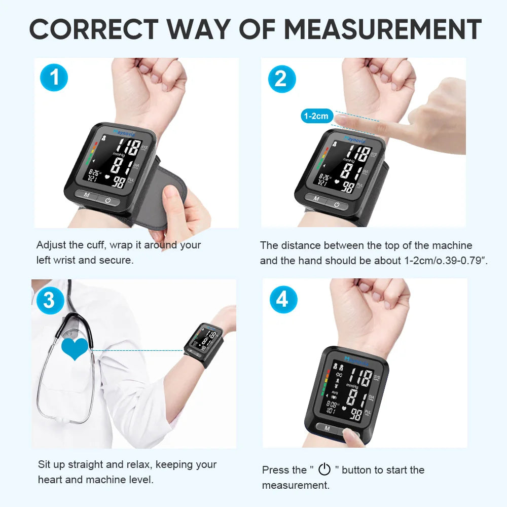 Sphygmomanometer  LCD Screen Portable Digital Wrist Blood Pressure Monitor Health Care Medical Heart Rate Pulse Meter