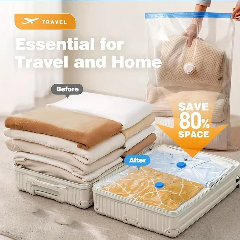 Vacuum Compression Bags Set with Portable Hand Pump, Bedding & Clothes – Essential Travel Storage Solution, Vacuum Bag