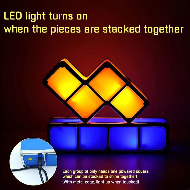 7 Colors Stackable Night Light, DIY Gaming Lamp, Puzzle Novelty LED Night Light, 3D Puzzles Night Light for Kids, Game Lovers