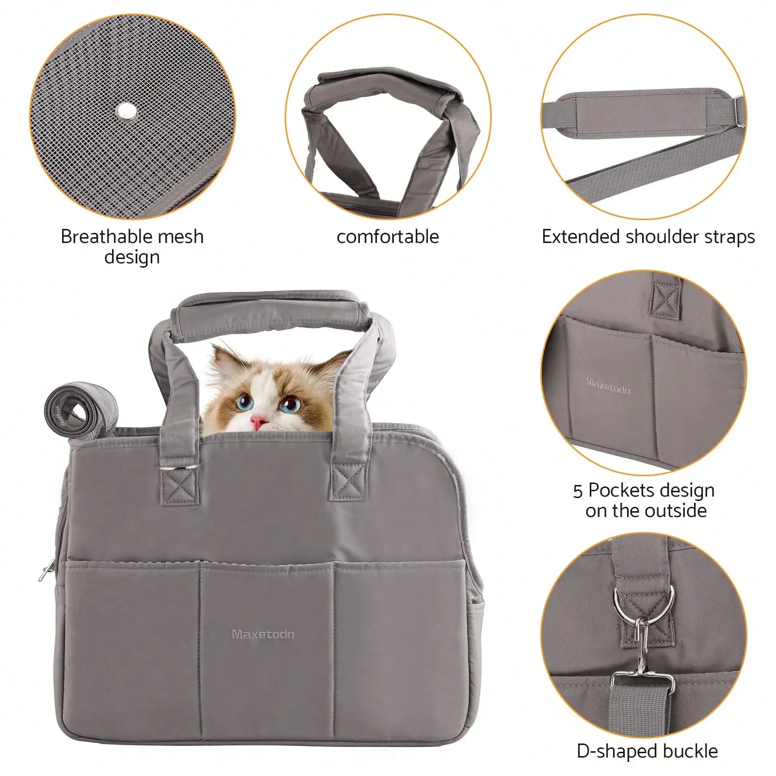 Removable Dark Gray Pet Carrying Handbag