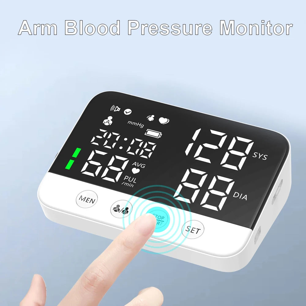 Blood Pressure Monitor Arm Cuff Tensiometer Tonometer Digital Voice Sphygmomanometer Electronic Medical BP Monitors Rechargeable