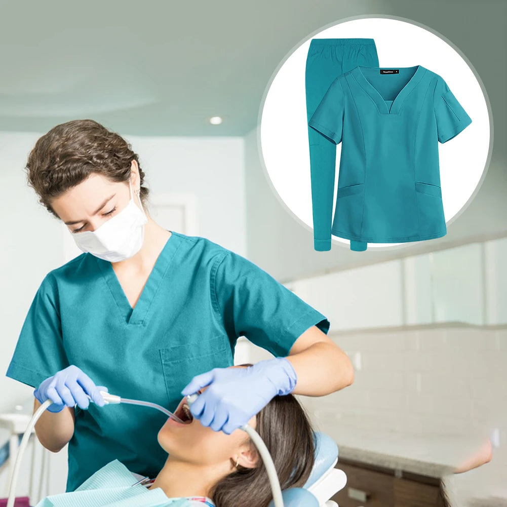 Unisex Medical Nurse Workwear Medical Scrubs Top and Pants Hospital Surgical Work Clothes for Women and Men