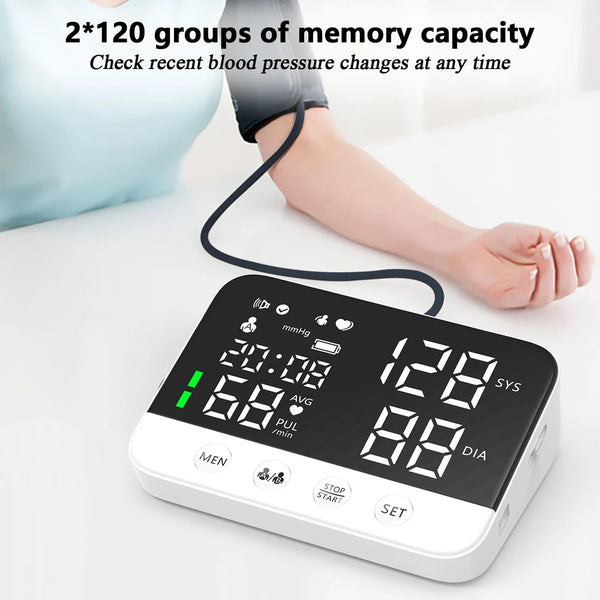Blood Pressure Monitor Arm Cuff Tensiometer Tonometer Digital Voice Sphygmomanometer Electronic Medical BP Monitors Rechargeable