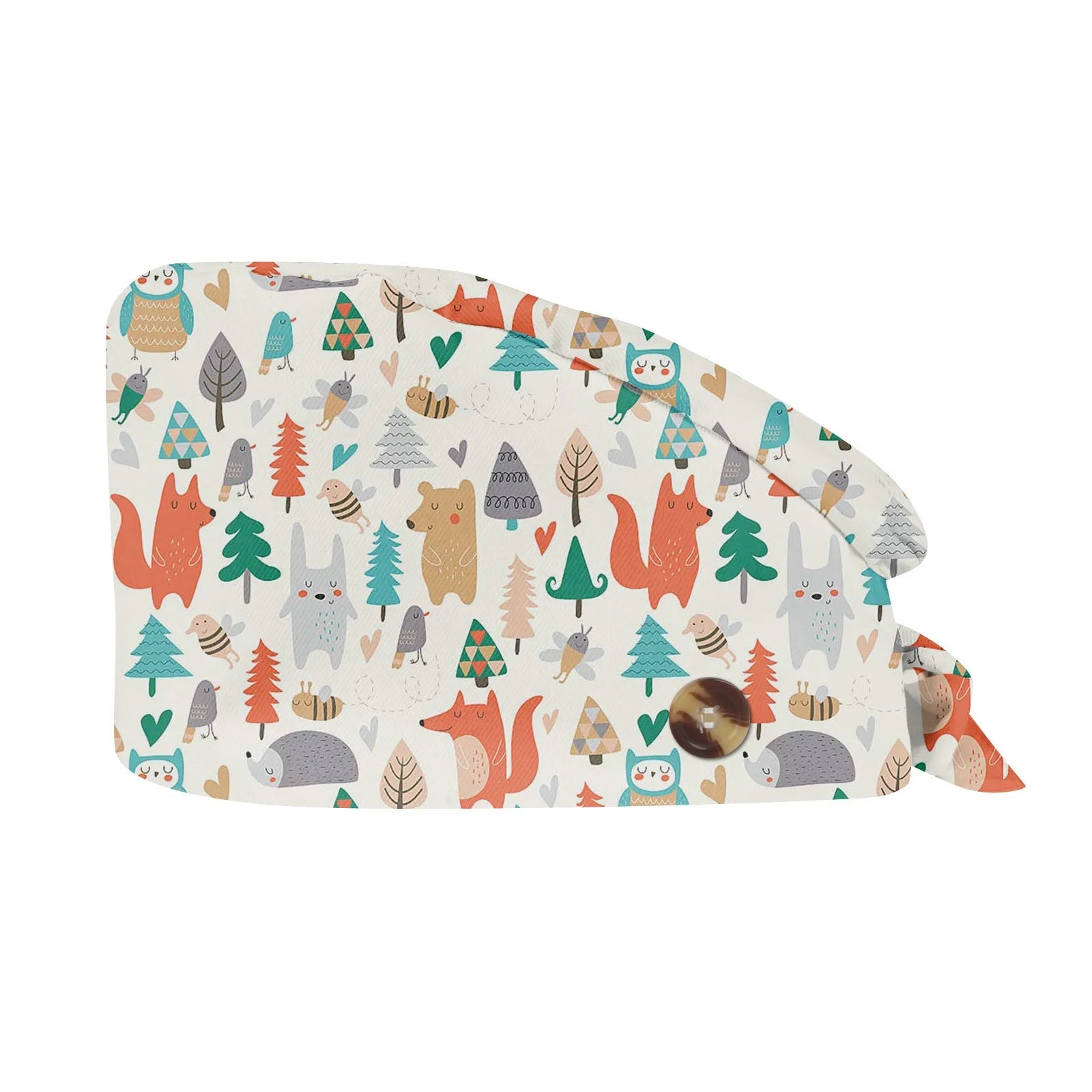 2025 New Fashion Cute Small Animal Print Neutral Frosted Nurse Hat Cotton Nursing Work Hat Casual Cap Dust Cap