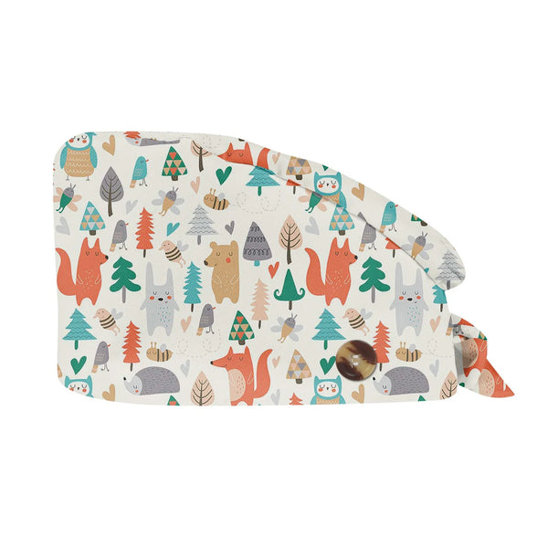 2025 New Fashion Cute Small Animal Print Neutral Frosted Nurse Hat Cotton Nursing Work Hat Casual Cap Dust Cap