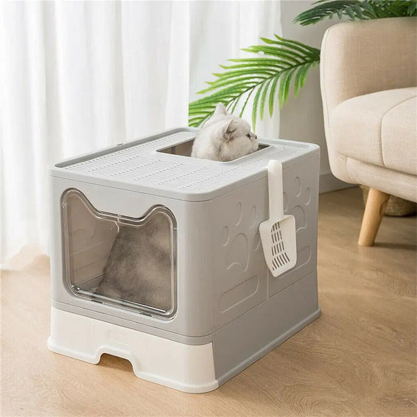 Foldable Hooded Cat Litter Box