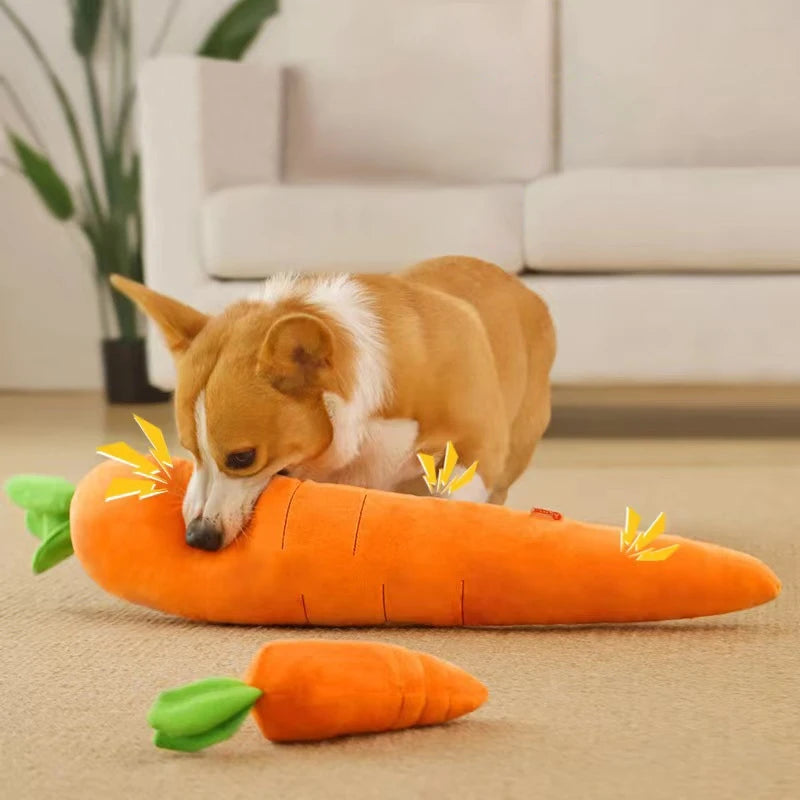 Dog Carrot Plush Chew Toy
