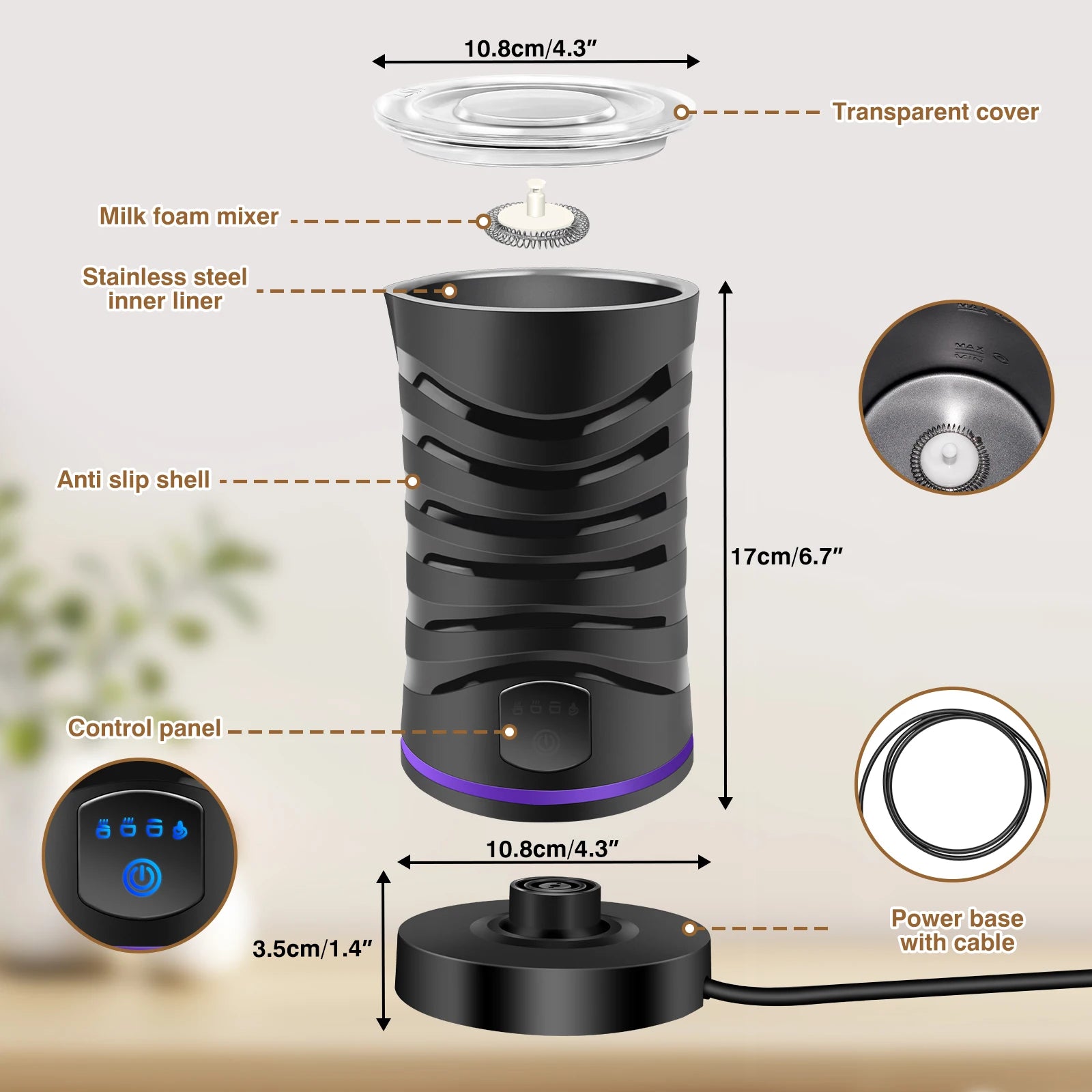 BRIEFNESS 4-in-1 Electric Milk Frother