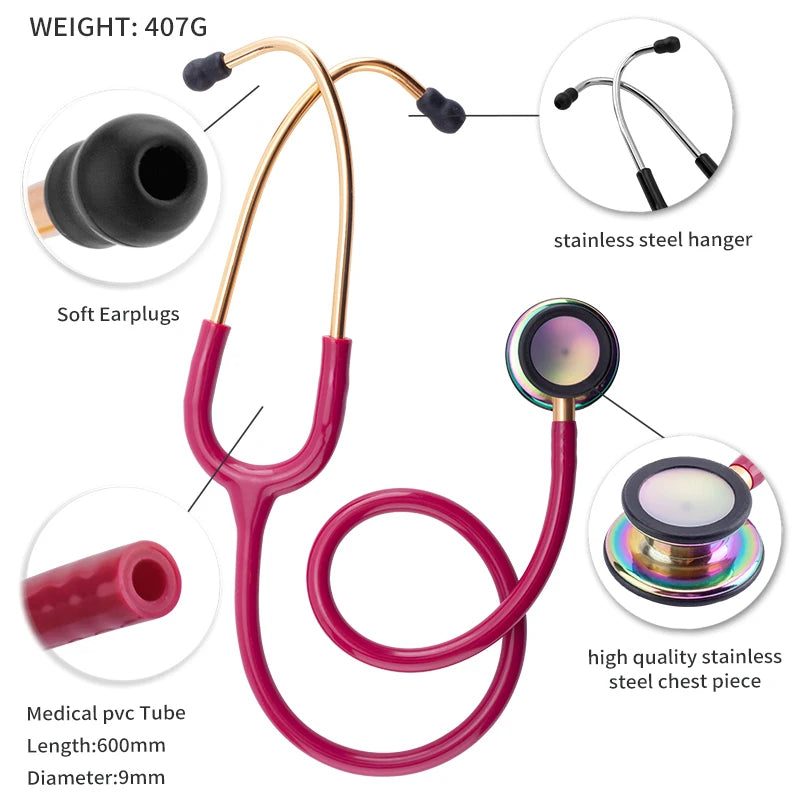 Professional Doctor Medical Stethoscope Heart Lung Cardiology Single Head Stethoscope Nurse Student Vet Medical Equipment Device