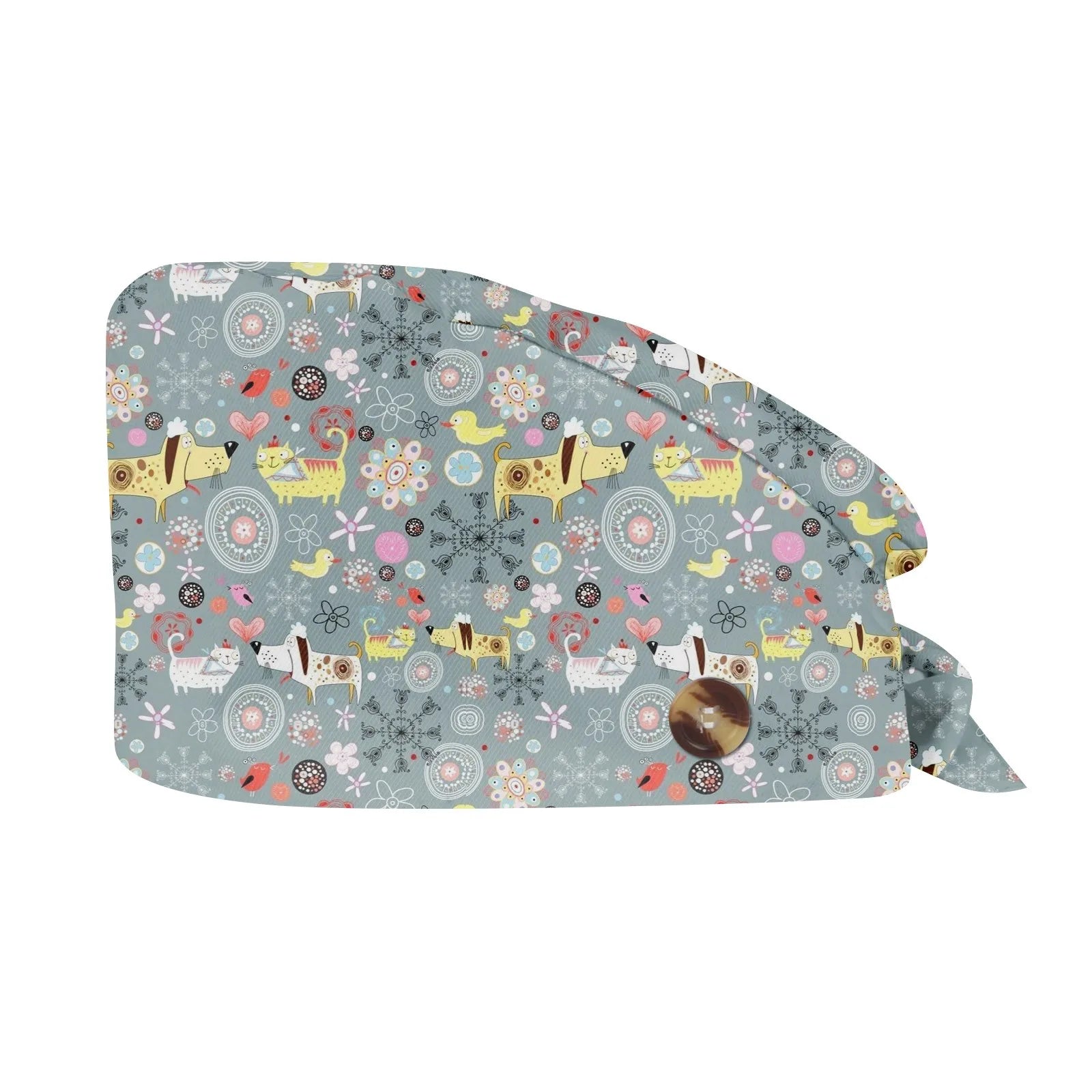 2025 New Fashion Cute Small Animal Print Neutral Frosted Nurse Hat Cotton Nursing Work Hat Casual Cap Dust Cap