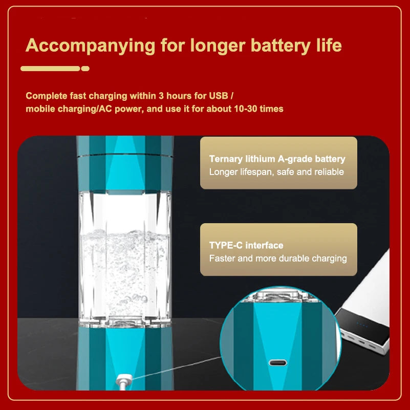 6000 PPB High Concentration of  Hydrogen Water Generator Bottle SPE&PEM TYpe Charge Akaline Water Ionizer