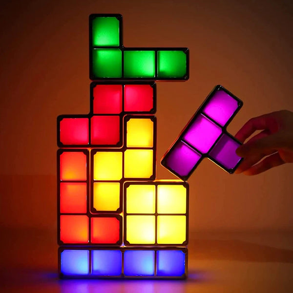 7 Colors Stackable Night Light, DIY Gaming Lamp, Puzzle Novelty LED Night Light, 3D Puzzles Night Light for Kids, Game Lovers