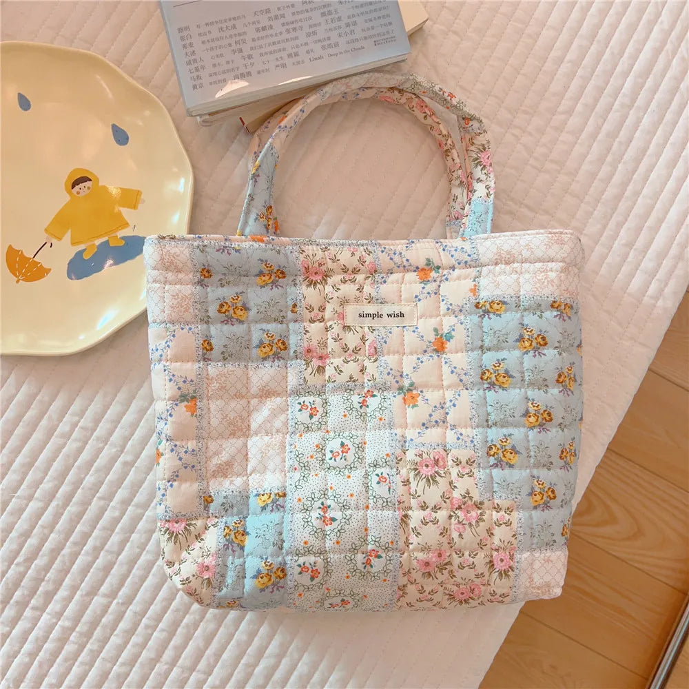 Korean Mini Floral Cotton Tote Bag