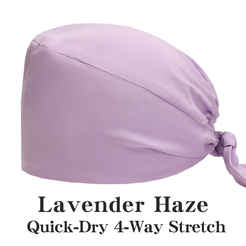 Micro Stretch Women's Medical Scrub Cap Adjustable Dentist Vet Nurse Work Cap Surgical Hat with Button Health Service Work Hat