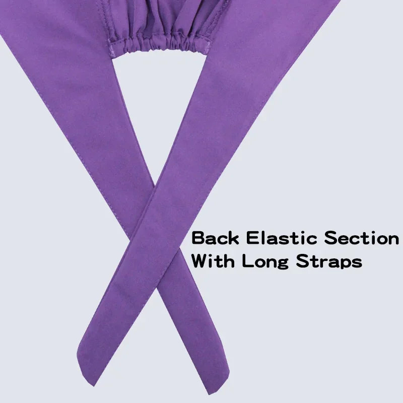 Micro Stretch Women's Medical Scrub Cap Adjustable Dentist Vet Nurse Work Cap Surgical Hat with Button Health Service Work Hat