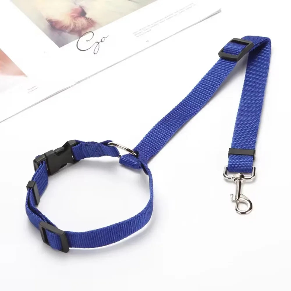 Two-in-One Solid Color Pet Car Seat Belt & Lead