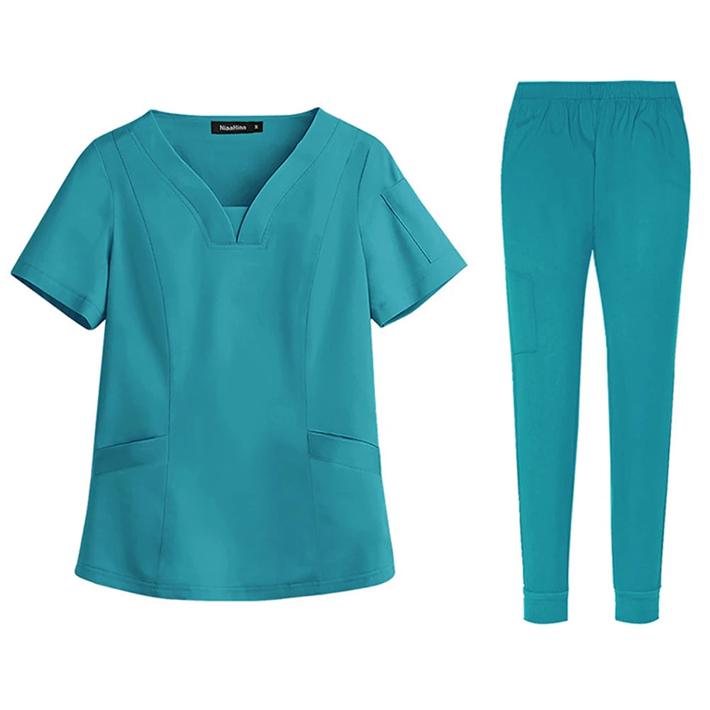 Unisex Medical Nurse Workwear Medical Scrubs Top and Pants Hospital Surgical Work Clothes for Women and Men