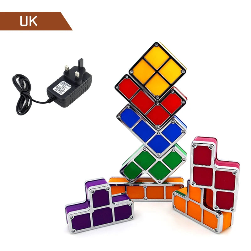 7 Colors Stackable Night Light, DIY Gaming Lamp, Puzzle Novelty LED Night Light, 3D Puzzles Night Light for Kids, Game Lovers