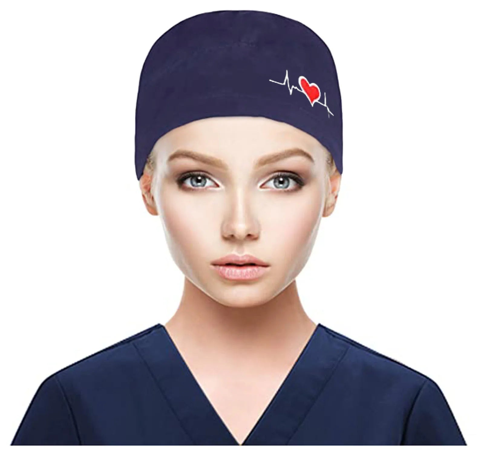 Unisex Cotton Pulse Signal Embroidery Operating Room Hat Doctor Nurse Hat Beautician Dustproof Gourd Hat