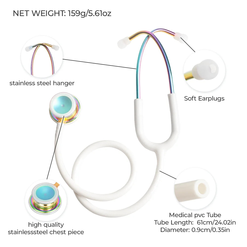 Double sided Medical Stethoscope Professional Heart Lung Cardiology Double Head Stethoscope Nurse Student Vet Medical Equipment