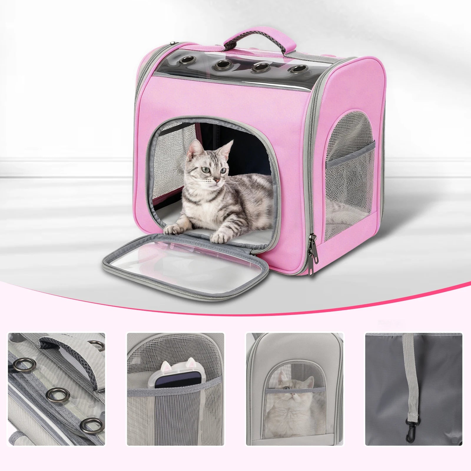 Cat Backpack, Breathable Pet Backpack With Front Opening, Foldable Backpack Bag, Breathable Mesh Window, Dog Backpack