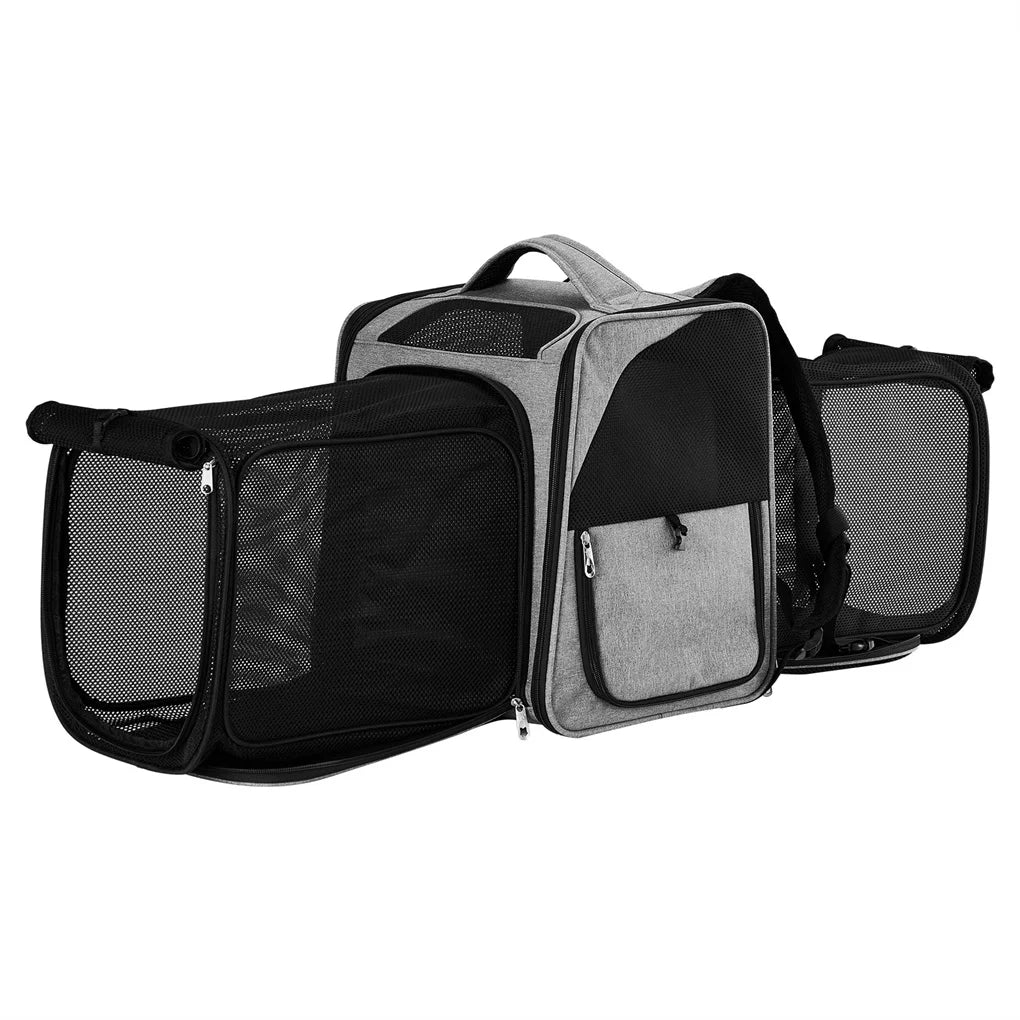 Pet Carrier Backpack, Expandable Cat Dog Carrier with Front & Back Extension, Breathable Mesh Travel Backpack for Small Dogs Cat