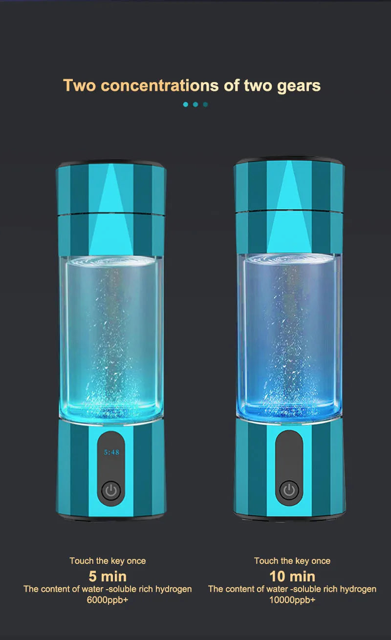 6000 PPB High Concentration of  Hydrogen Water Generator Bottle SPE&PEM TYpe Charge Akaline Water Ionizer