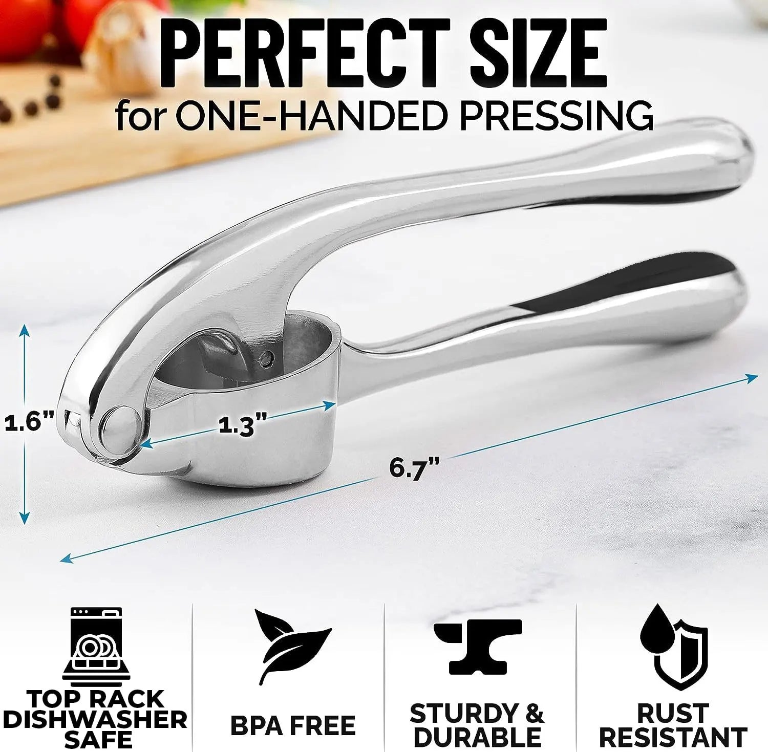 Zinc Alloy Garlic Press Rocker
