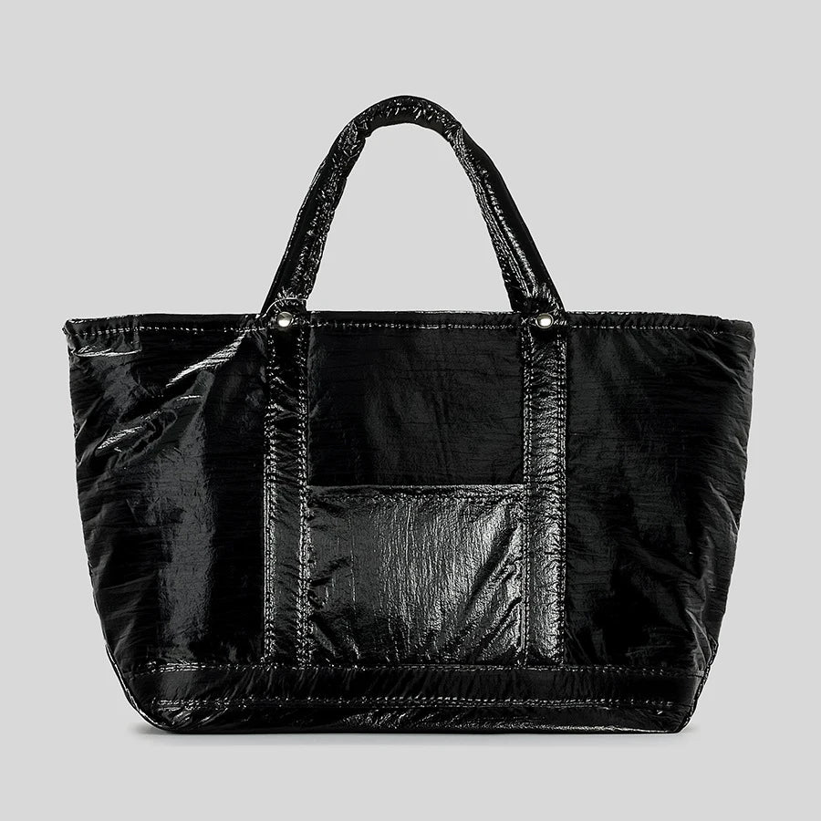 Casual Silver Puffer Tote Bag