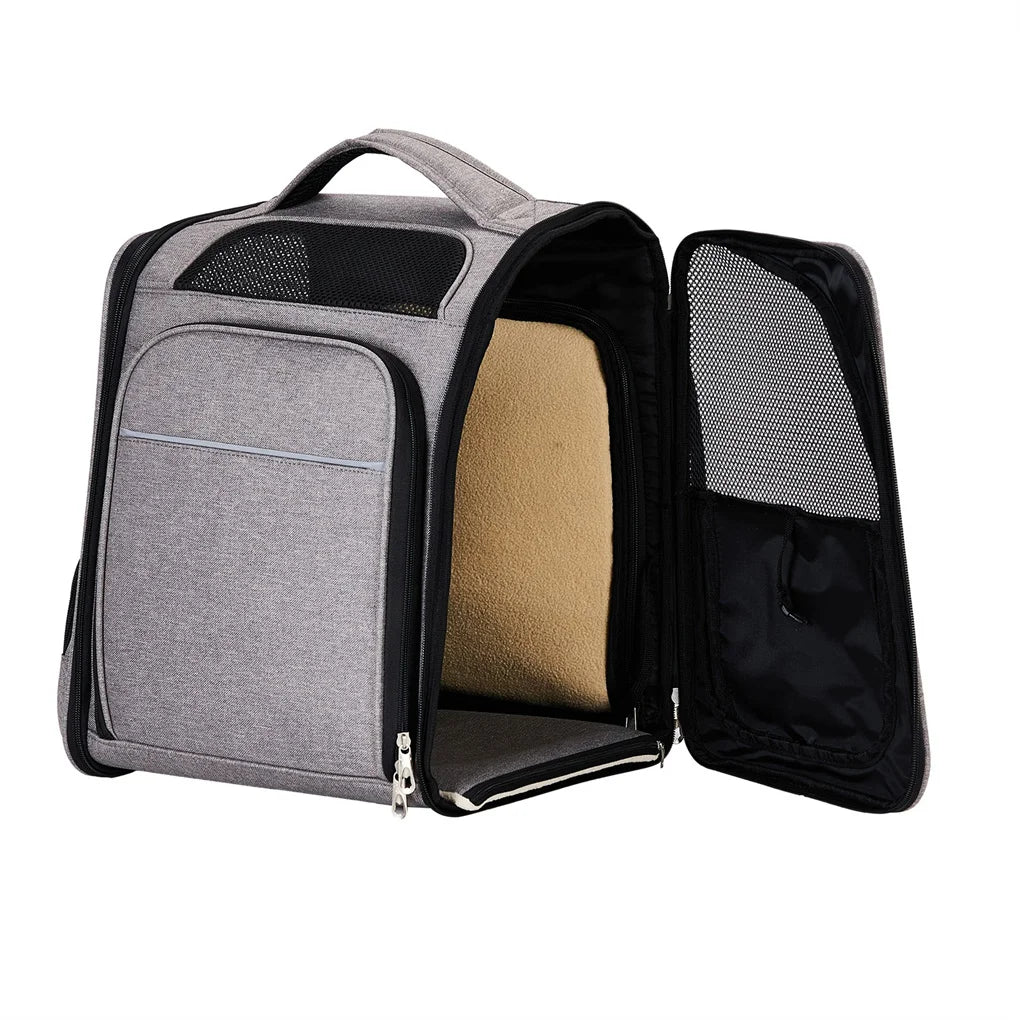 Pet Carrier Backpack, Expandable Cat Dog Carrier with Front & Back Extension, Breathable Mesh Travel Backpack for Small Dogs Cat