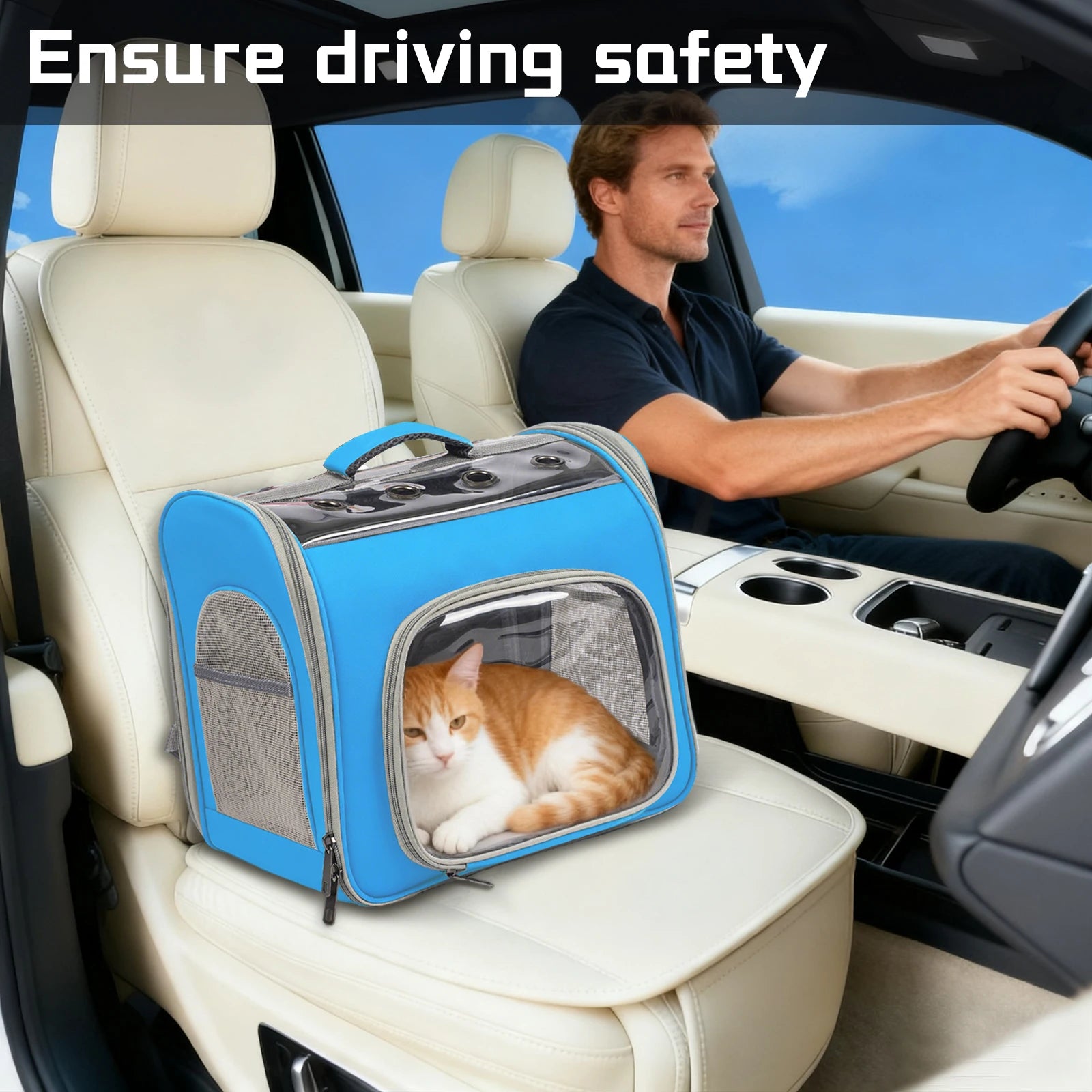 Cat Backpack, Breathable Pet Backpack With Front Opening, Foldable Backpack Bag, Breathable Mesh Window, Dog Backpack