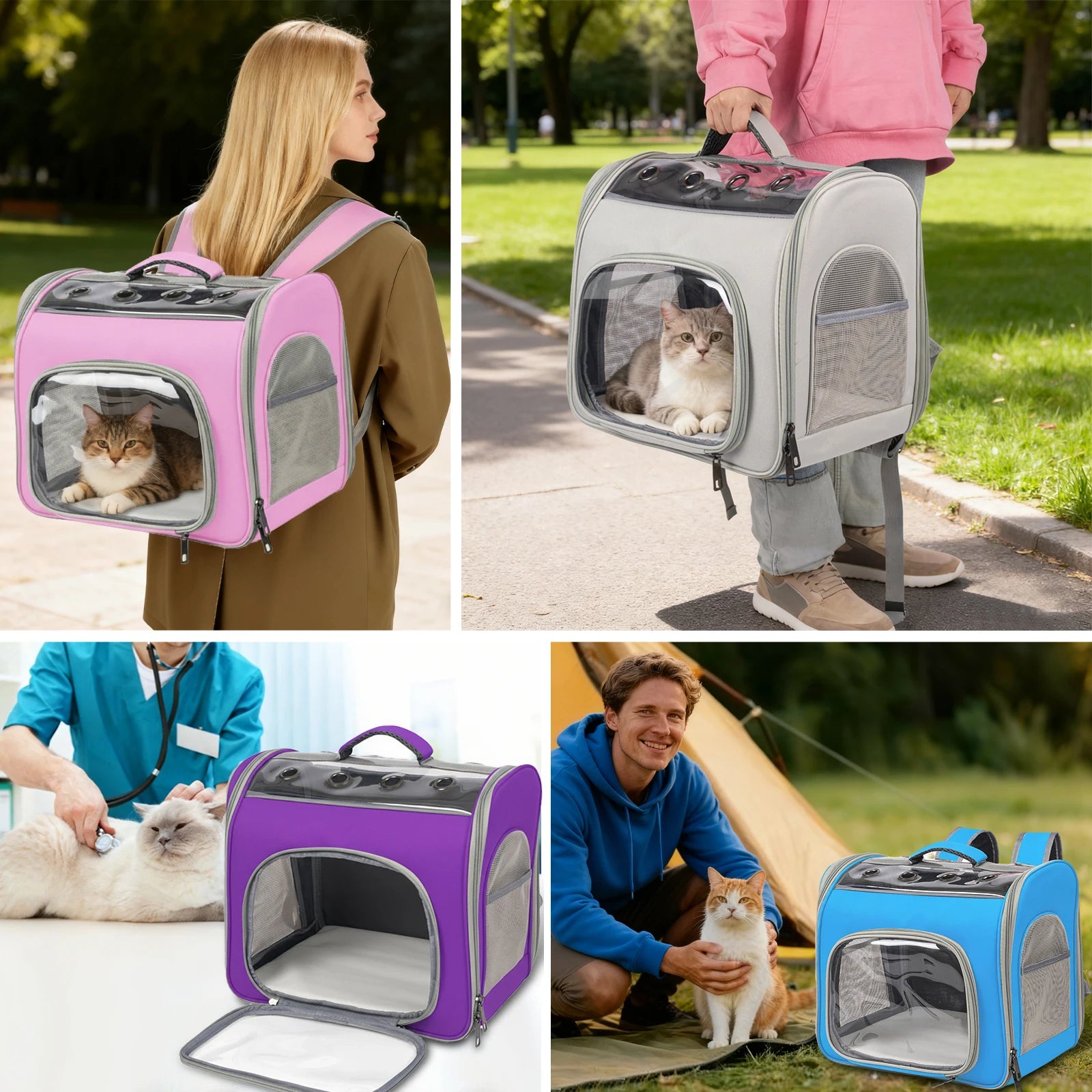 Cat Backpack, Breathable Pet Backpack With Front Opening, Foldable Backpack Bag, Breathable Mesh Window, Dog Backpack