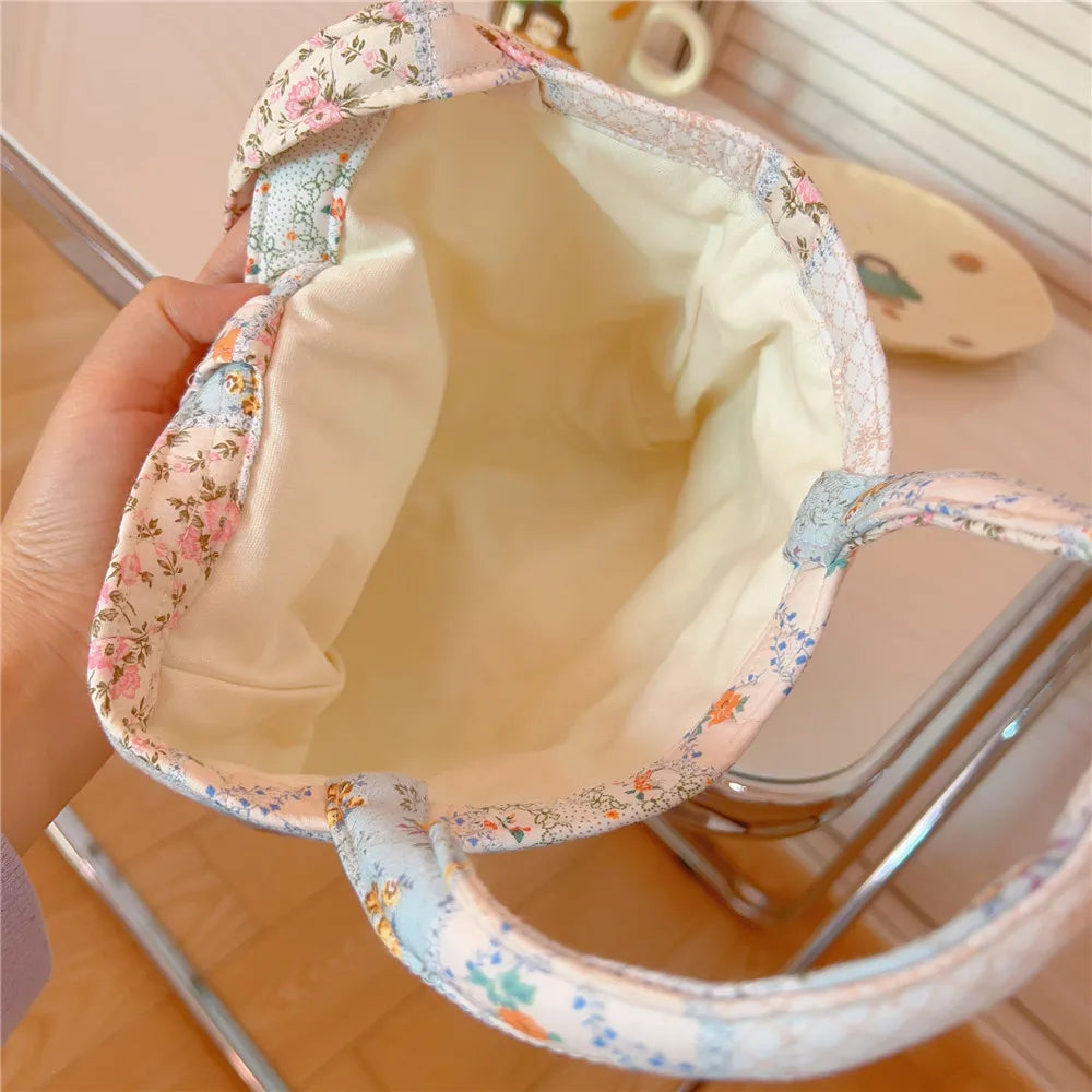 Korean Mini Floral Cotton Tote Bag