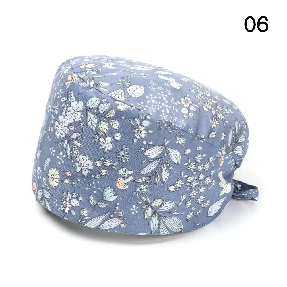 Adjustable Surgical Scrub Caps Working Cap Ponytail Holder Bouffant Nursing Hats With Buttons Long Hair Turban Hats Women & Men