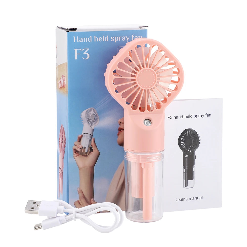  Portable Humidifier Fan Handheld Spray Fan 4 Wind Speeds USB Rechargeable Mini Water Spray Mist Fan For Room Outdoor Camping