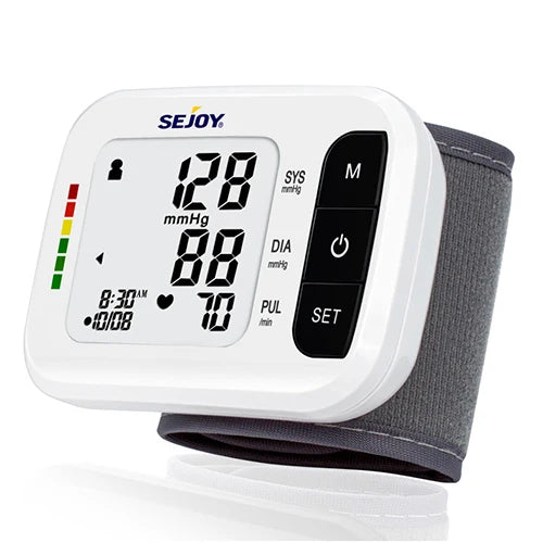 SEJOY Digital Wrist Blood Pressure Monitor Sphygmomanometer Tonometer Tensiometer Heart Rate Meter BP Monitor